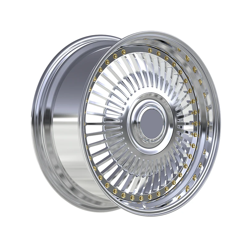 

2-Piece Set Polished Floating Cap Aluminum Alloy Forged Wheel Convex Surface 18-26 Inches Racing Car Wheel Hub