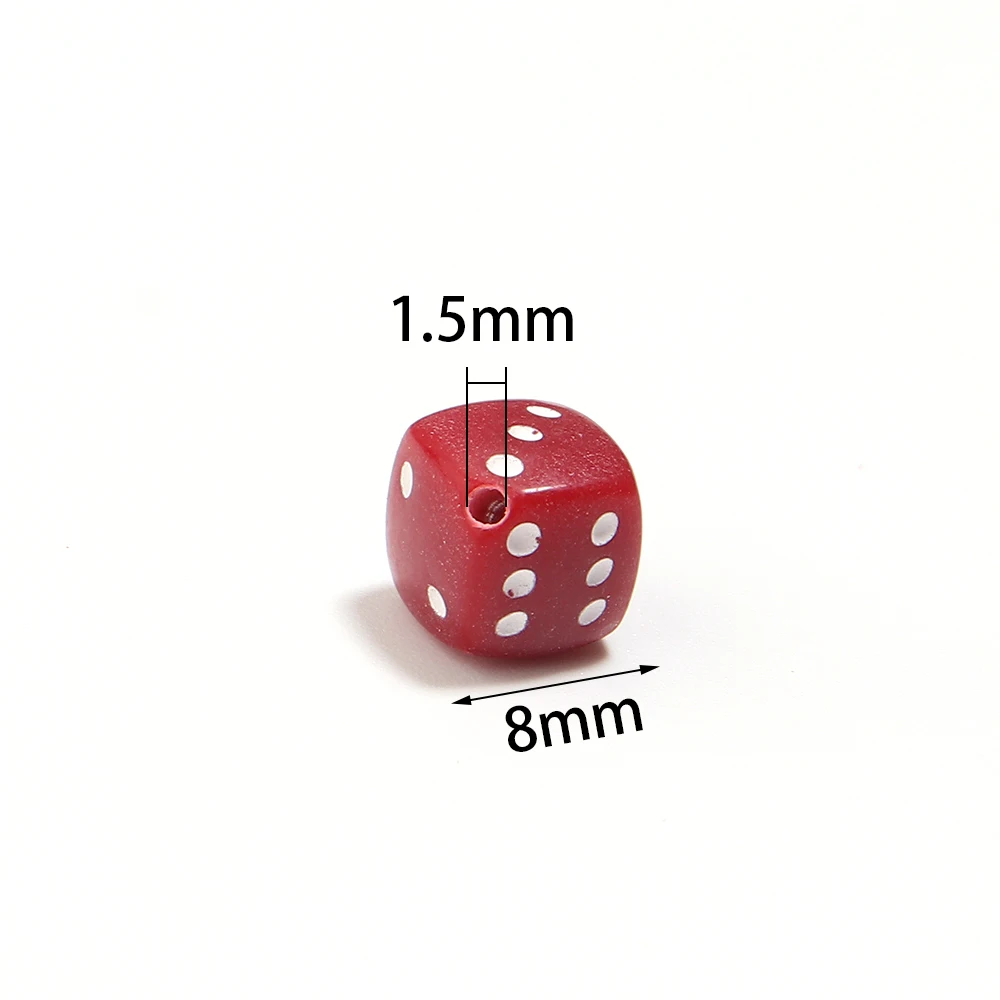 50 Stück/Lot 8mm Würfel-Acrylperlen, quadratische lose Spacer-Perlen, bunte Punkt-Würfelperlen für die Schmuckherstellung, DIY-Armbänder, Zubehör – Detail 1