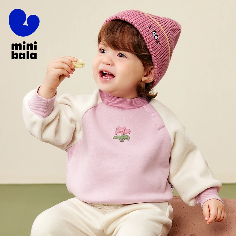 سويت شيرت ميني بالا للأطفال 2025 شتاء جديد مبطن بالصوف بالأشعة تحت الحمراء البعيدة قميص لطيف