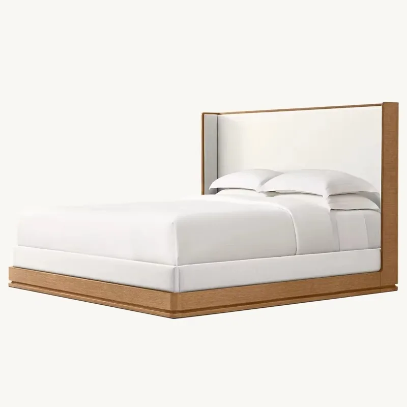 

High-end hotel king size simple double bed apartment homestay villa solid wood bed