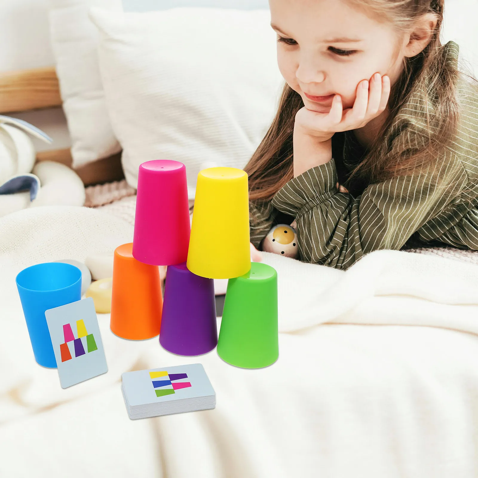 1Set Stacking Game for Kids Safe Material Cup Challenge Improve Reaction Hand Eye Coordination