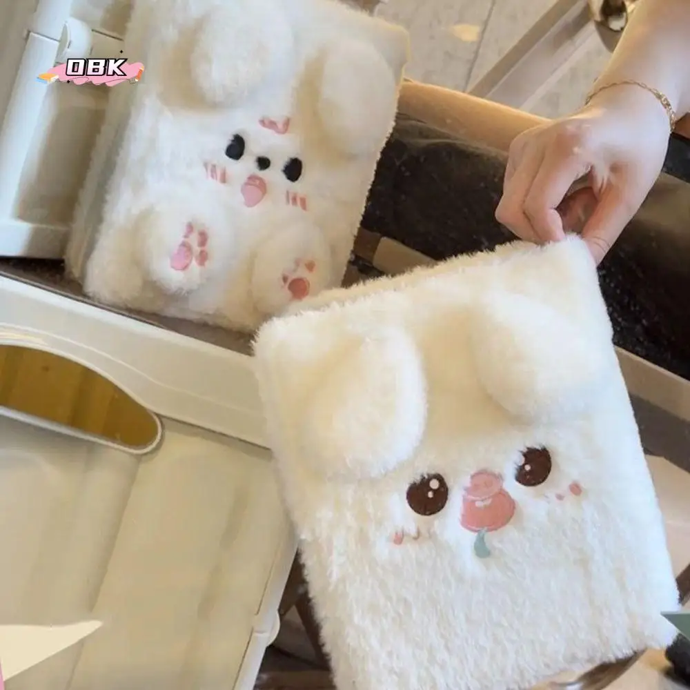 Fluffy Bear Plush Binder Photocard Holder Plush Puppy Cartoon Dog Card Photocard Binder 6 Hole Loose Page Collect Album Notebook