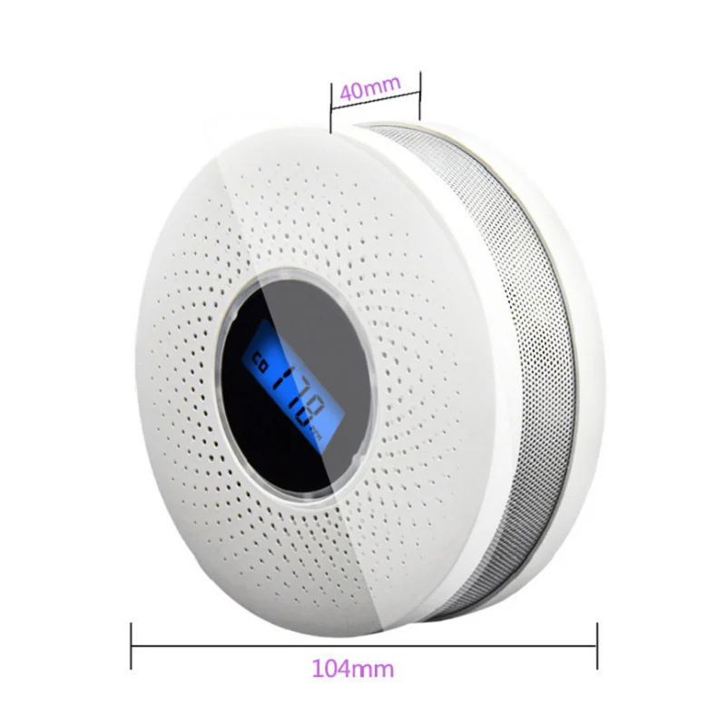 Composite Two in One Carbon Monoxide Smoke Alarm Gas Detection Audible and Visual Detector CO Fire Sensing Color Light Display