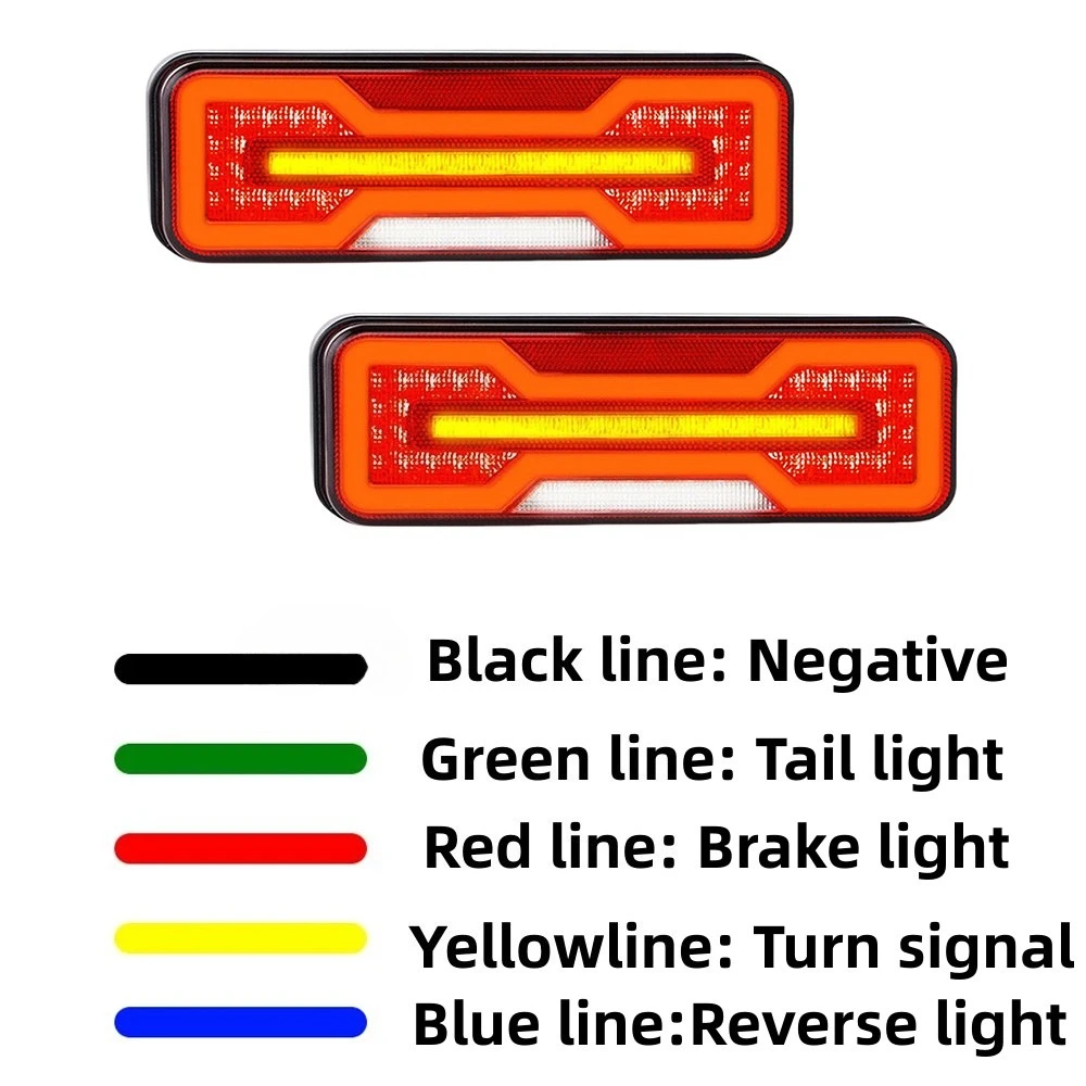 2 Piece 12V 24V Waterproof LED Combination Rear Tail Light Turn Signal Brake Reverse Flowing Lamp Trailer Truck Caravan Camper