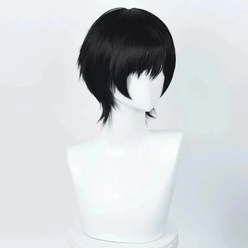 Anime motosega uomo Yoshida Hirofumi parrucca Cosplay 35cm corto nero resistente al calore capelli sintetici parrucche da festa uomo