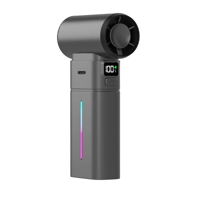 Ventilatore elettrico portatile Ventilatore portatile appeso al collo Display digitale Turbina pieghevole Ventilatore per ghiaccio a semiconduttore ad alta velocità