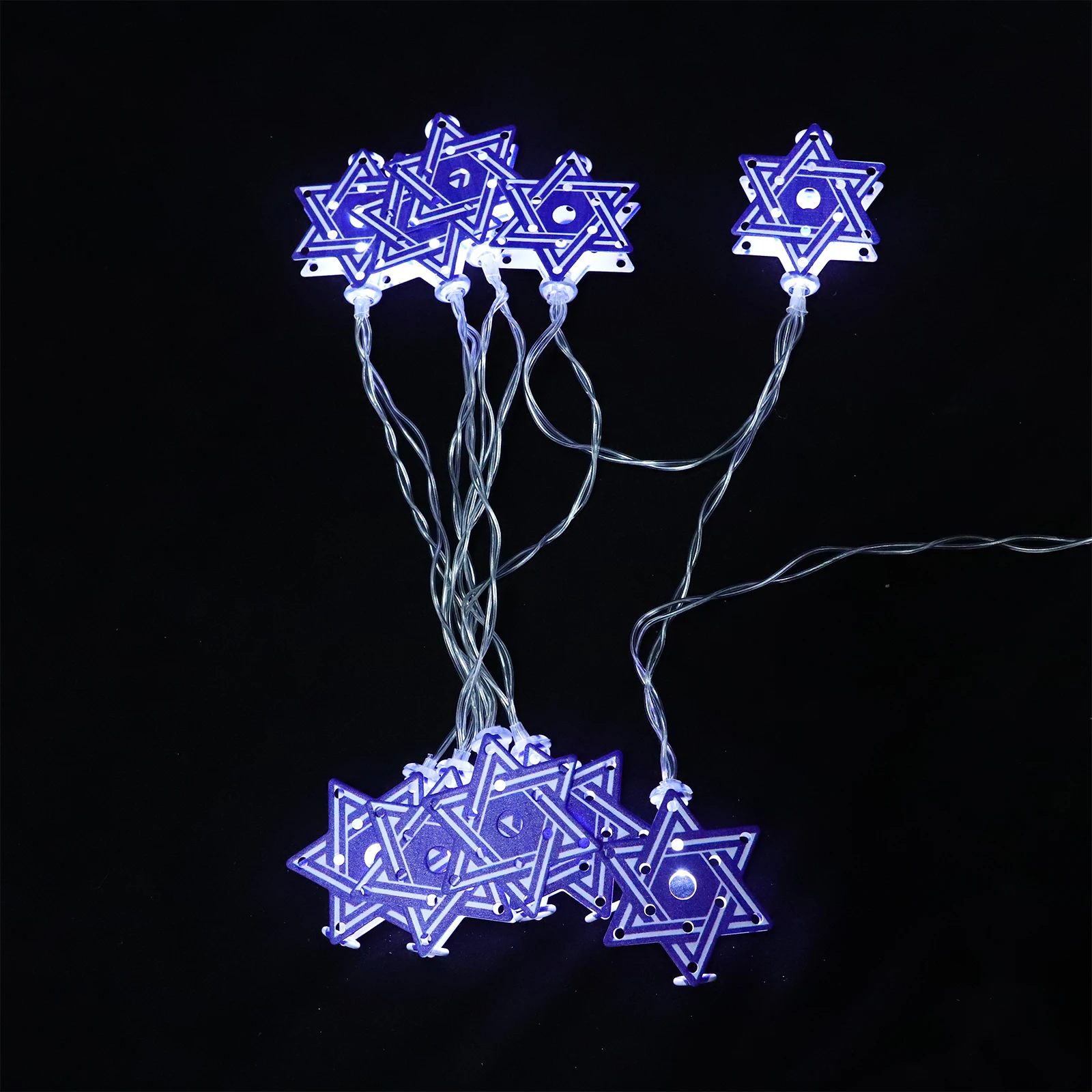 LED نجمة داود سلسلة أضواء أزرق أبيض مهرجان يهودي ديكور في الهواء الطلق داخلي هانوكا الاحتفال نجمة داود سلسلة أضواء #1