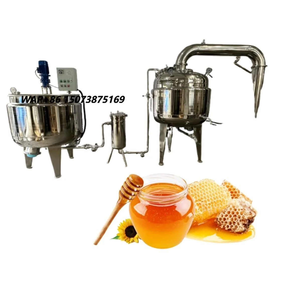 Bee Honey Extractor Machine  Honey Processing Line Filtration Heating and Vacuum Concentration 500kg Per Hour