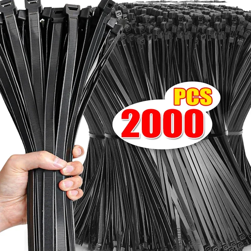 100-2000PCS Wholesale Nylon Cable Ties Self-locking Adjustable Cord Tie Straps Fastening Loop Ring Home Office Wire Cable Ties