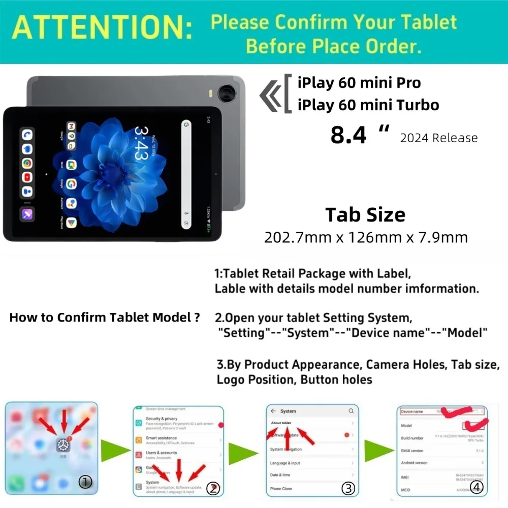 Business Cover for Alldocube IPlay 60 mini Turbo / Pro Case 8.4