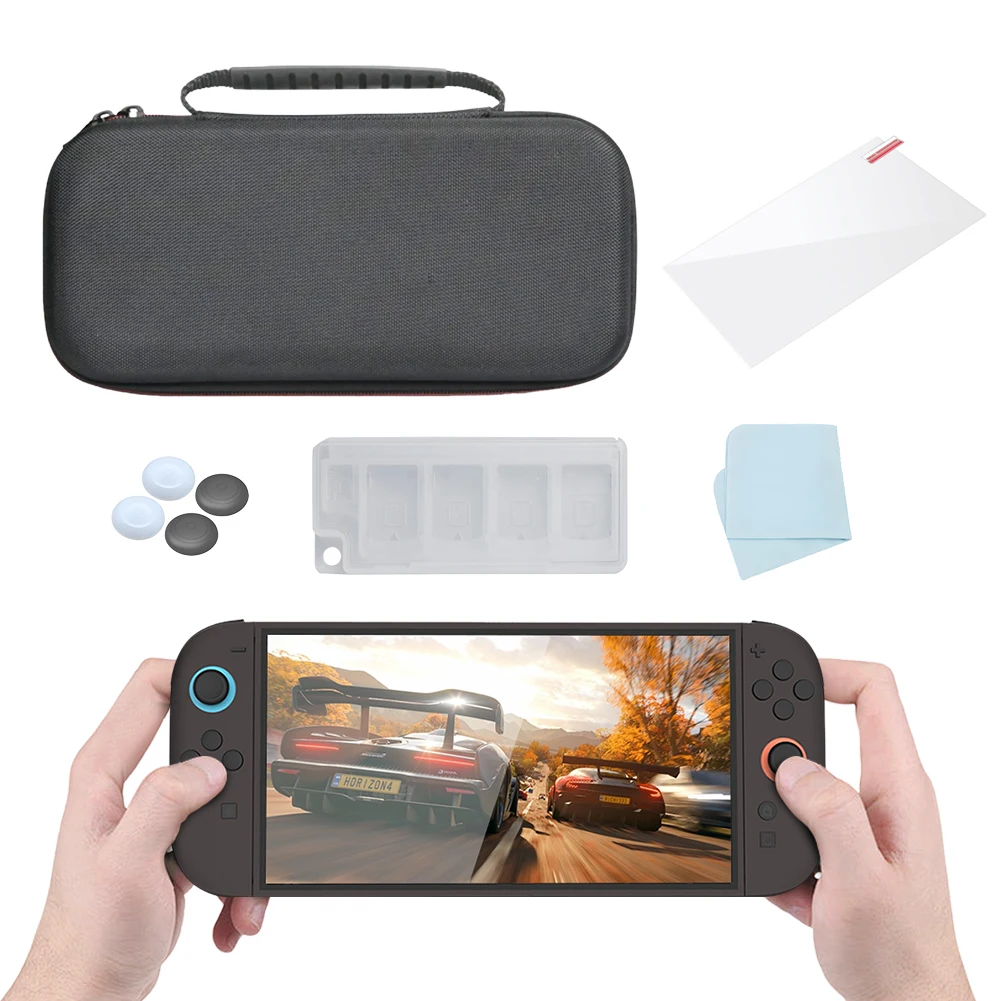 

For Nintendo Switch 2 Carrying Case with Tempered Glass Grip Cover Thumb Grip Caps 10 in 1 Accessories Set for Nintendo Switch 2