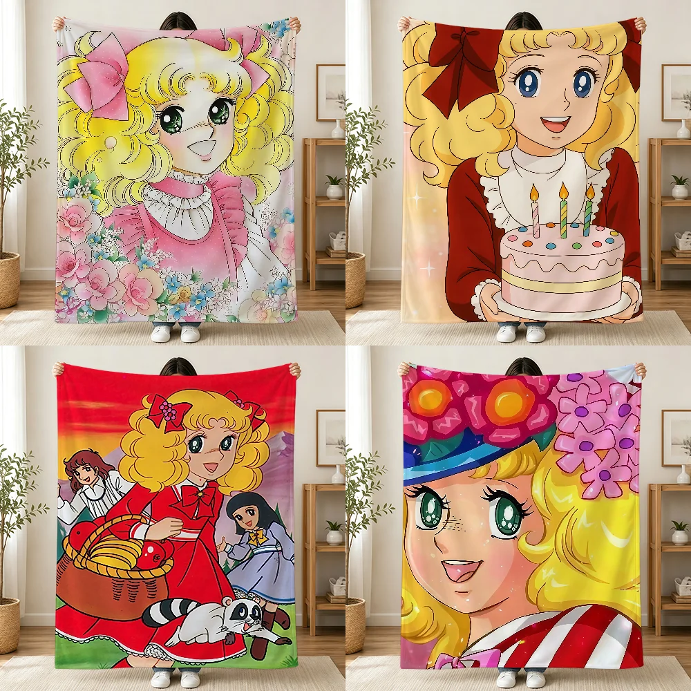 C-Candy Anime Cute Blanket Printed Flannel Soft Warm Cozy Season Nap Bed Sofa Travel Camping Gift Adults Kids
