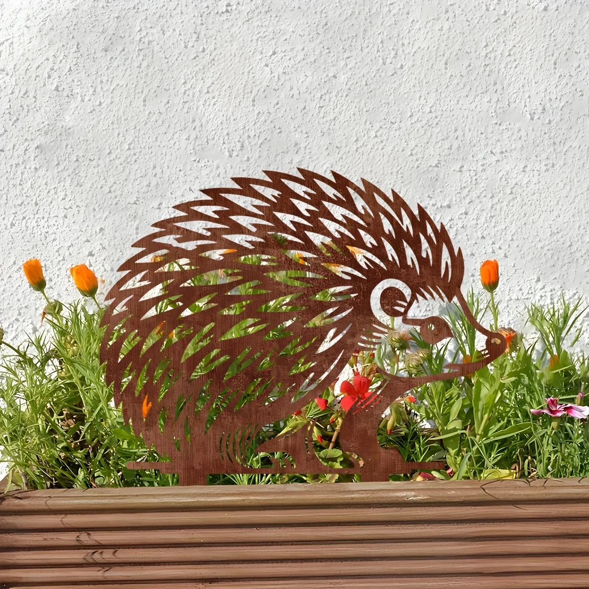 

1 шт. Декоративная табличка для сада в виде жаленувшегося металлического ежа - 11,81 дюйма, отдельно стоящая уличная декоративная фигурка, устойчивая к погодным условиям, в виде животного