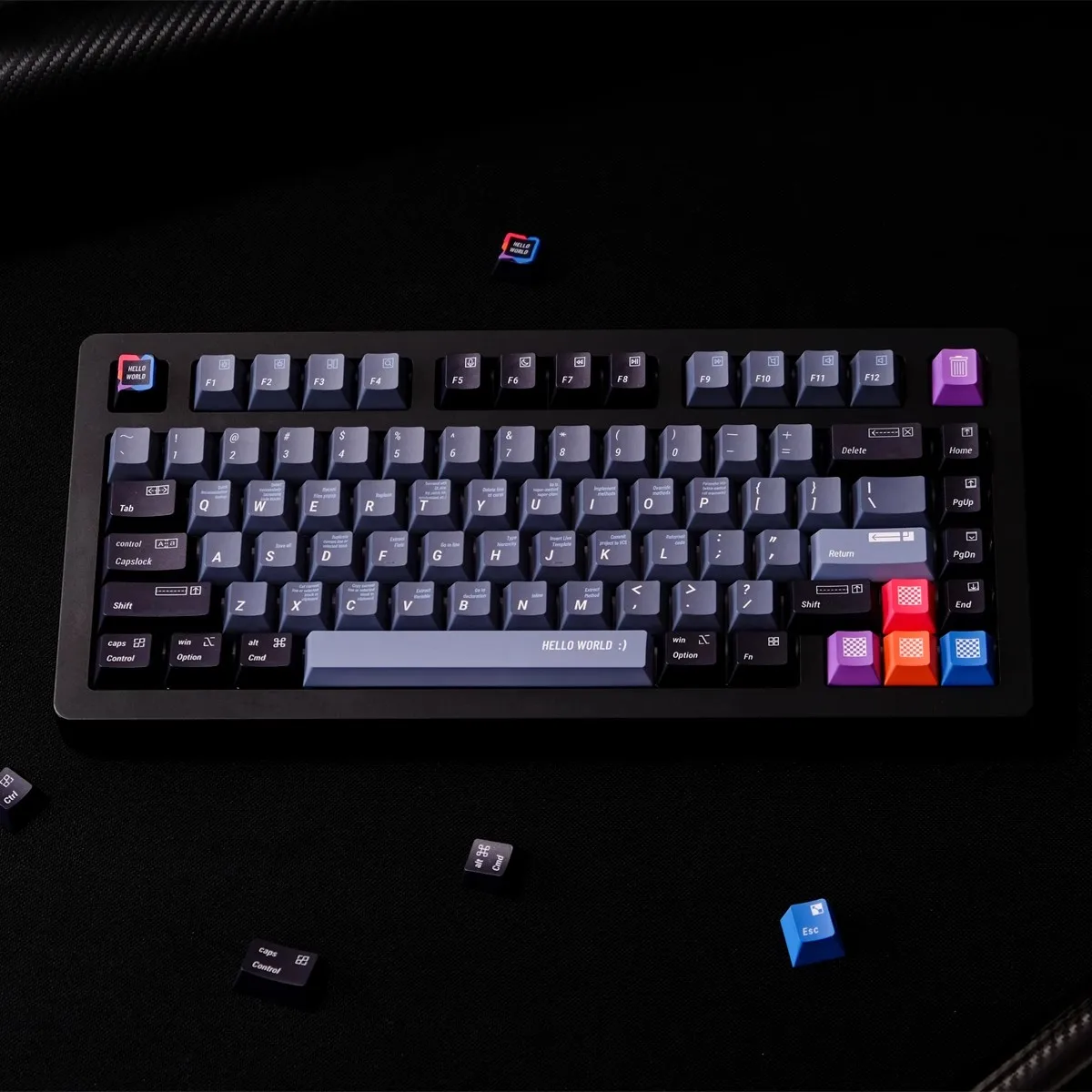 150 Keys Black Programmer Theme PBT Keycaps Cherry Profile Dye Sub Keycap for DIY Game MX Switch Mechanical Keyboard Caps