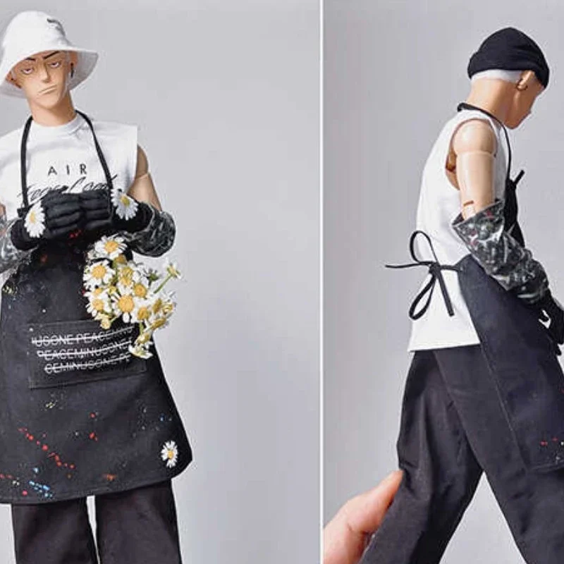 1/6 Scale Male Graffiti Gloves Apron Daisy Sleeveless Top Wide Leg Pants Fisherman Hat for 12inch Action Toys Figures Body Doll