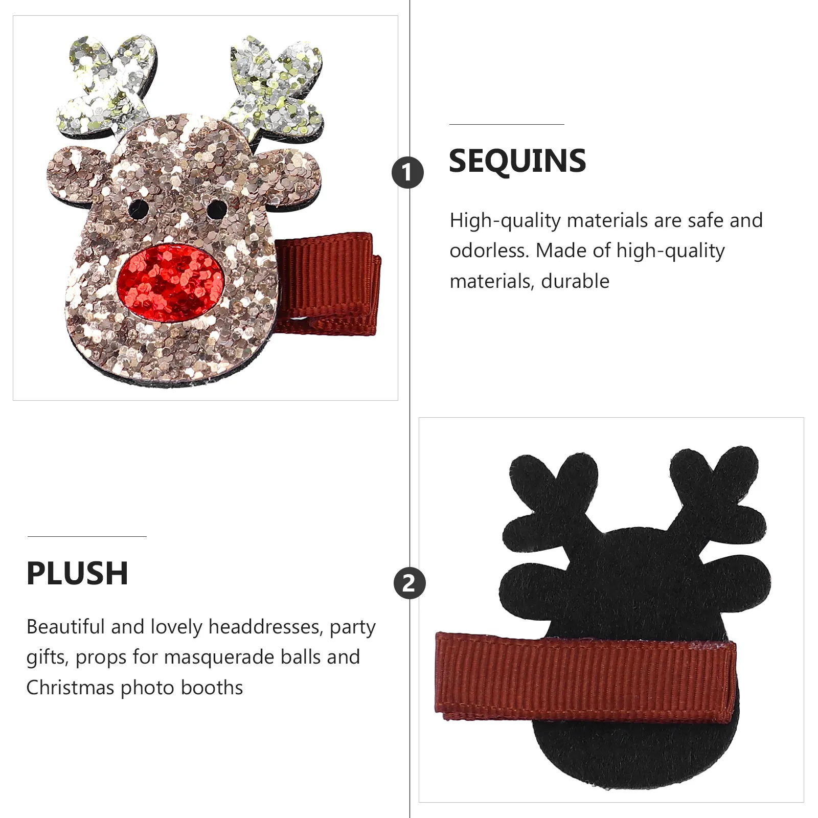 

Набор из 4 премиальных блестящих рождественских заколок для волос, маленькие очаровательные фигурки, удобные и легкие в использовании аксессуары для волос для детей от 0 до 3 лет