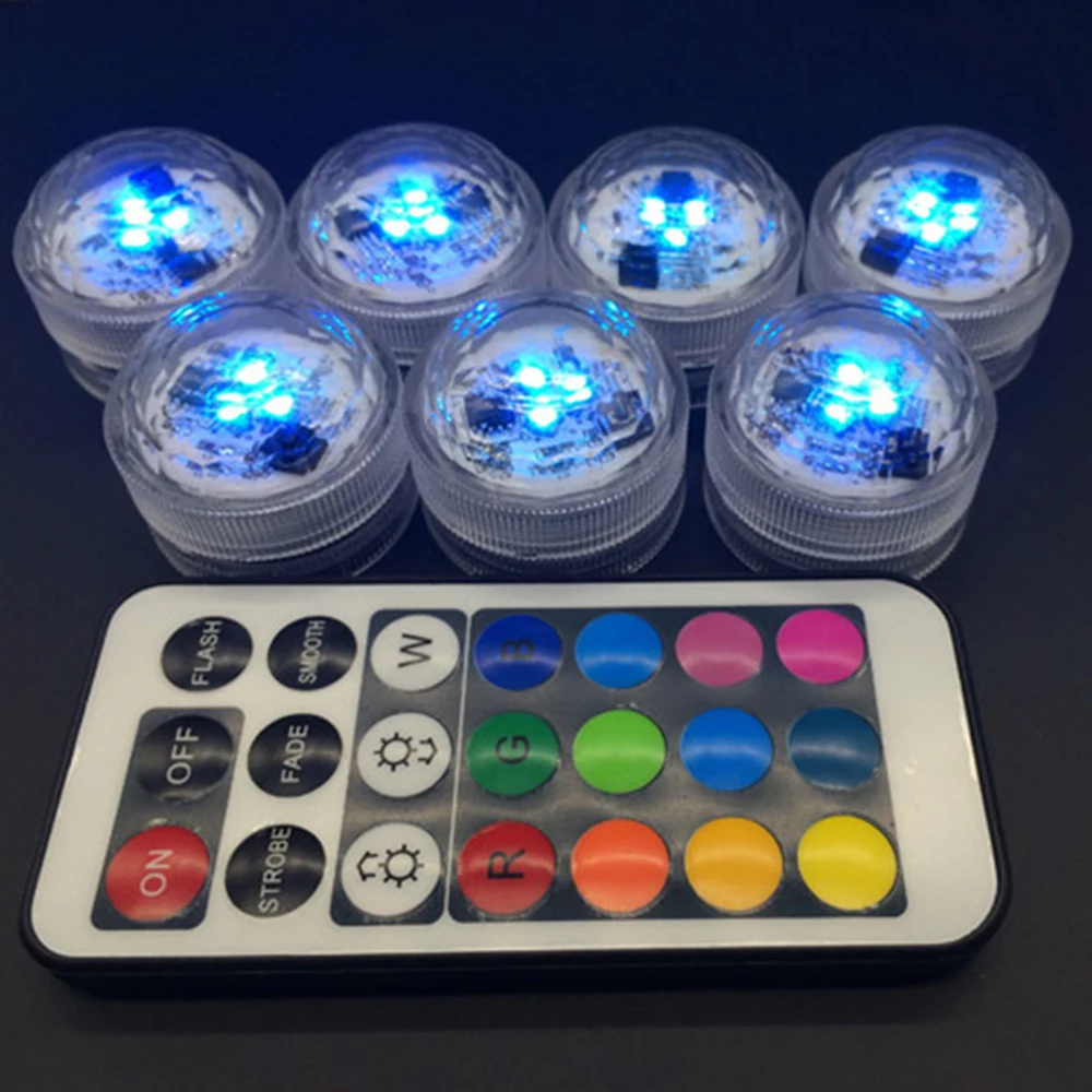 Waterproof LED Night Light  Circular Candle Lamp Small Round Lamp Remote Control Light Can Be Used For Lower Pots Fish Tanks