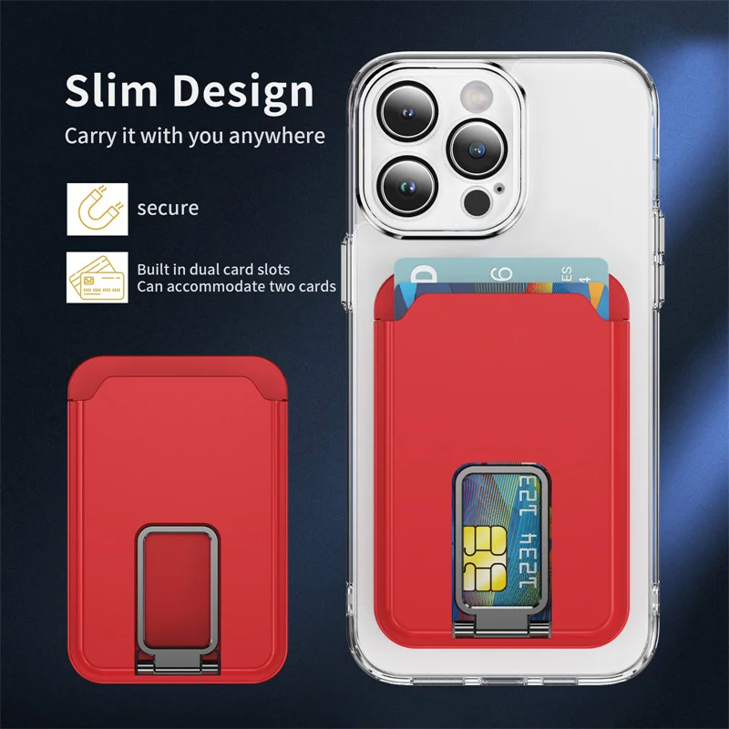 

For Magsafe Wallet Magnetic Clear Case For iPhone 17 16 Pro Max 15 14 13 12 Strong Adsorption Magnet Fold Stand Slot Card Holder