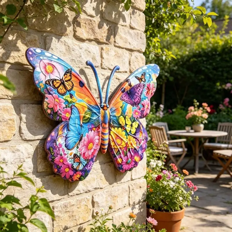 E8BD 3PCS Artistic Steel Butterfly Artwork For Walls Indoor Outdoor Hanging Display