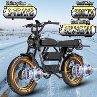 LANKELEISI Electric Bicycle 2000W Dual Motor 48V45AH Dual Battery Motorcycle E-bike 20-In Fat Tire Hydraulic Brake Electric Bike