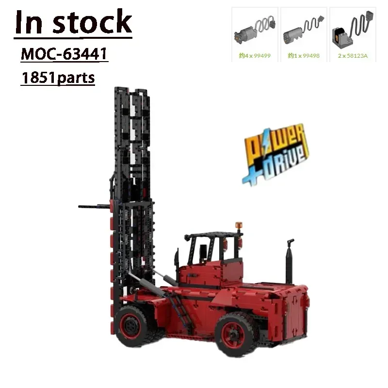 

MOC-63441 Red New Electric Heavy Duty Forklift • 1851 Parts Splicing Building Blocks Children's Birthday Custom Toy Gift