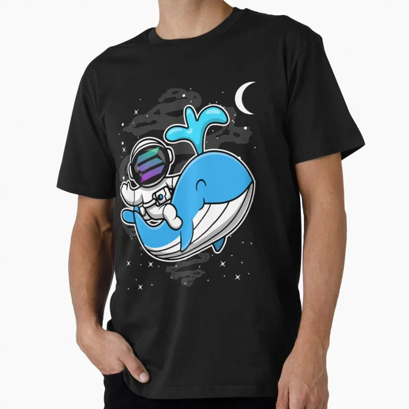 

Astronaut Whale Solana SOL Coin To The Moon Crypto Token Cryptocurrency Blockchain Wallet HODL Gift T shirt Large size Tops