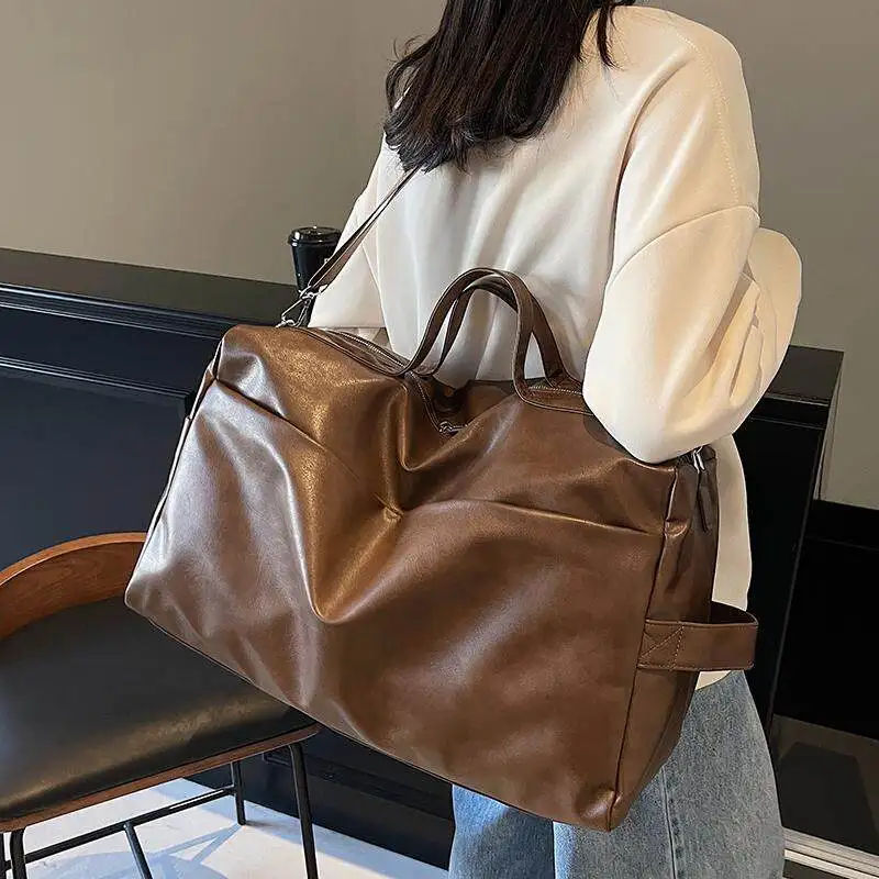 large-capacity-fashionable-ladies-handbag-short-trip-travel-bag-sports-fitness-business-trip-crossbody-bag-leisure-pure-color