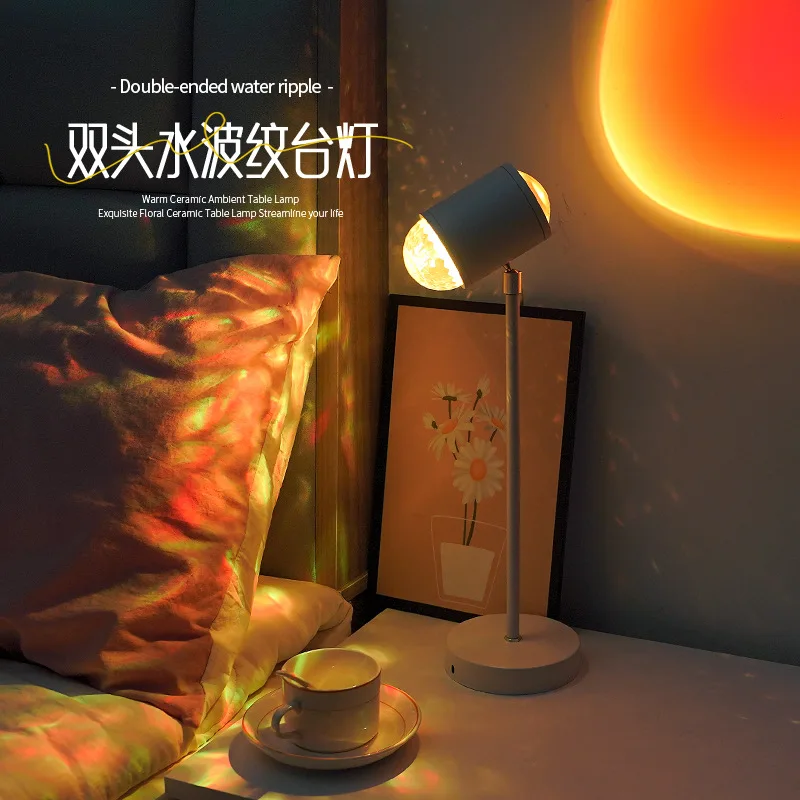 

Динамический вращающийся водяной рябь, прямая трансляция, фон, проекция света, двойная головка, водный узор, закат, окружающий свет