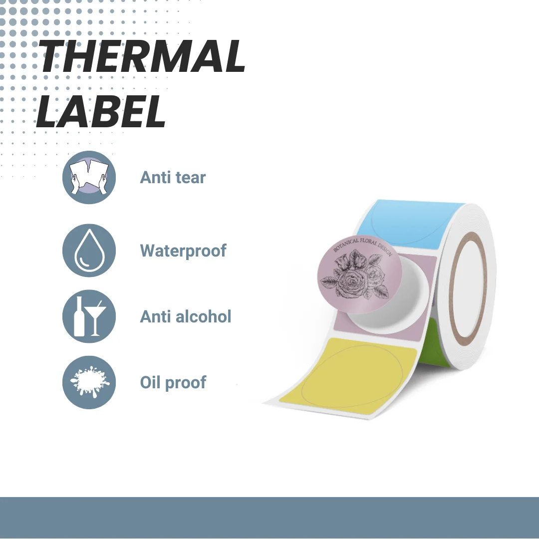 

KAYSION Round Thermal Color Label Sticker Bacord QR Code Price Tag for Bakers/Florists/Jewelers/Kitchen Self-Adhesive Labels