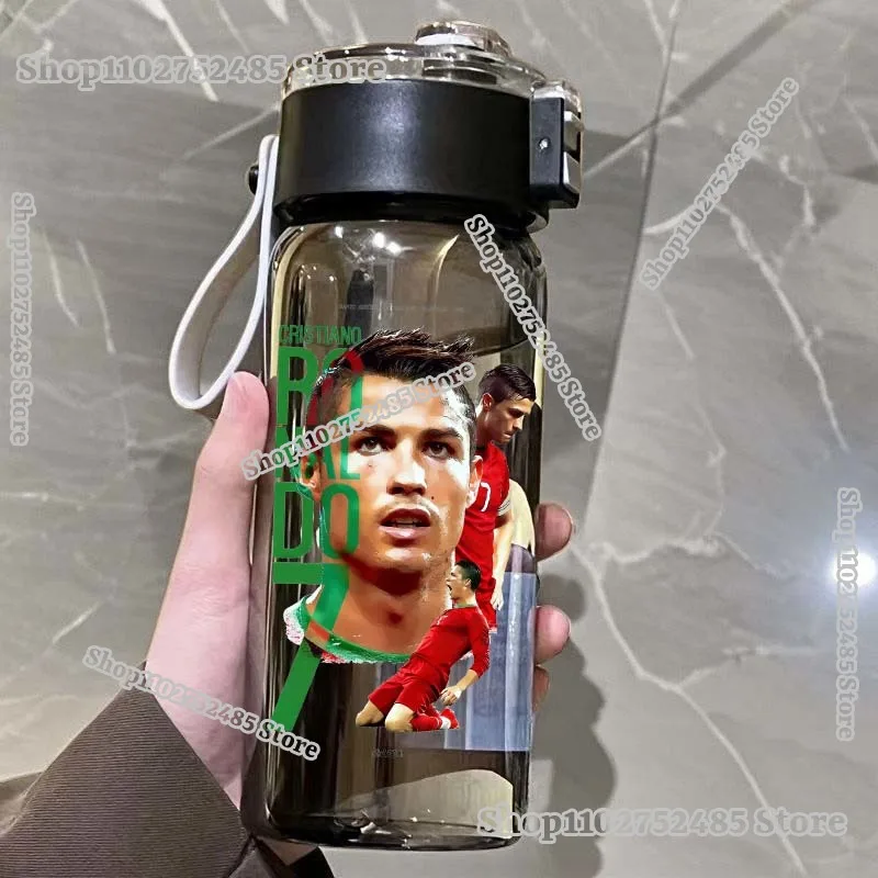 Cristiano Ronaldo CR7 Print Water Bottle Portable Sports Fitness Large Capacity Transparent Cups Men Women Sport Gym Outdoor Use