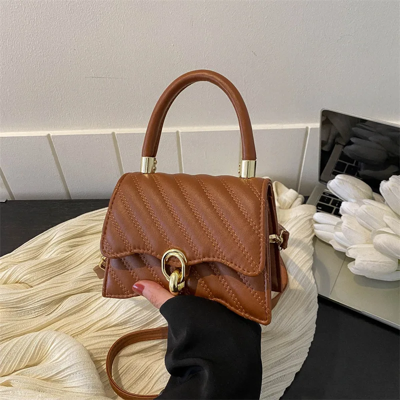 

2025 Wavy Square Shoulder Bag Trendy Textured Crossbody Purse for Women Minimalist Casual Handbag Unique Small Tote
