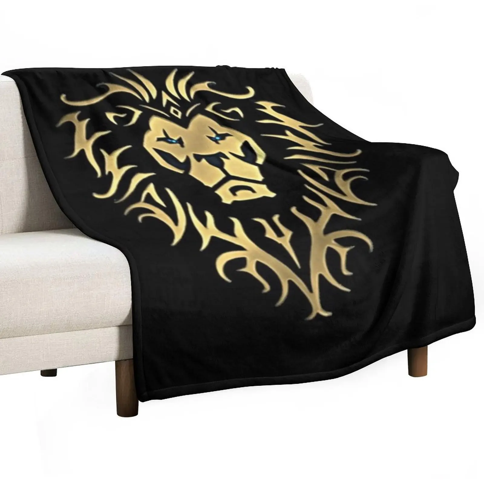 

World of warcraft game Alliance logo - WoW - black background Throw Blanket Soft Sherpa Fleece Warm Blanket for Winter