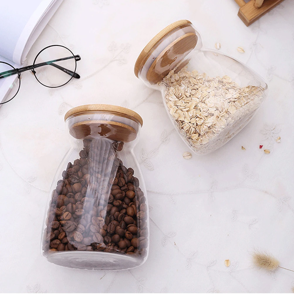 

Food Storage Containers Transparent Grain Canister Sealed Jar 700ml Kitchen Container for Coffee Bean Tea Dried Fruit Nuts
