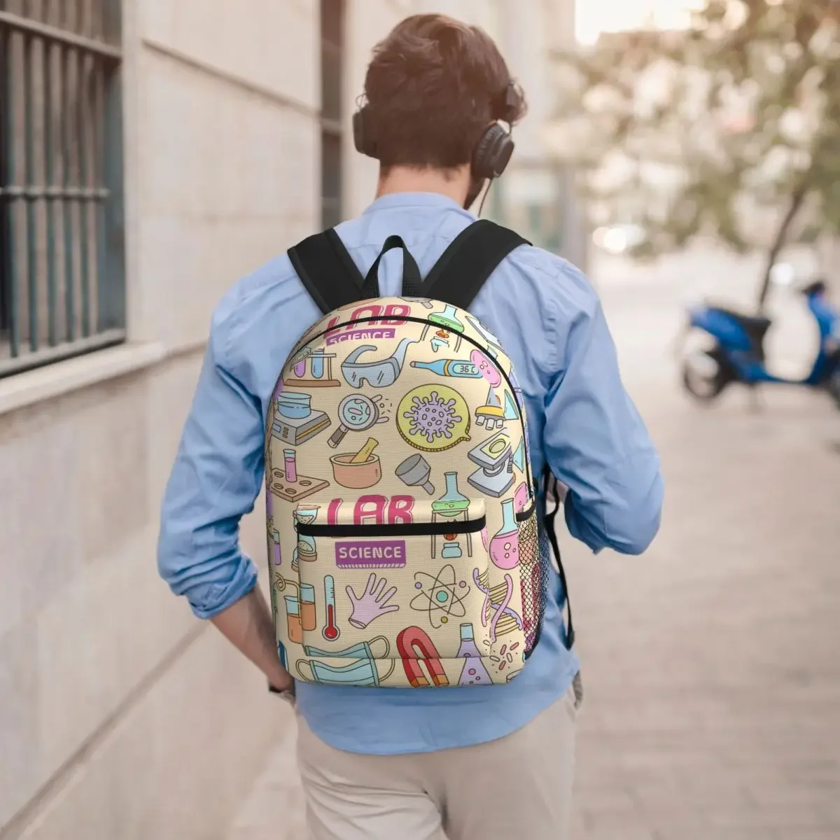 Science Lab Elements Theme Student Backpack School Bag Hiking Travel Daypack for Men Women Bookbag Shoulder Bags