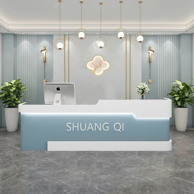 

Salon Reception Desk Register Banco Lectern Simple Reception Desk Consul Standing Beauty Minimalist Bureau Postmodern Furniture