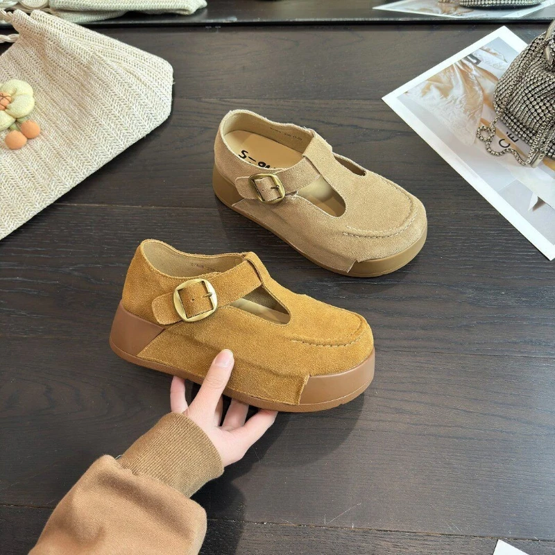 

Thick-soled Round-top Buckle Low-cut Waterproof Platform Fashionable Versatile Comfortable Anti-slip Breathable Women's Shoes