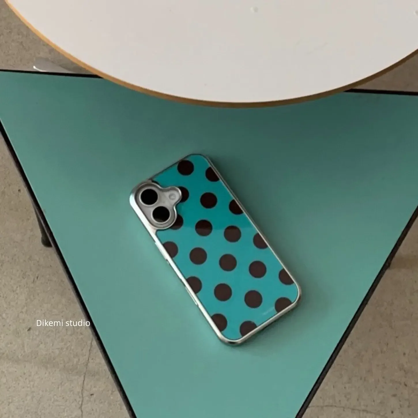 Korean Ins Mint Green Polka Dots Electroplated Drip Glue Phone Case For Samsung Galaxy S23 FE S24 PLUS S25 ULTRA S26 EDGE Cover view 5