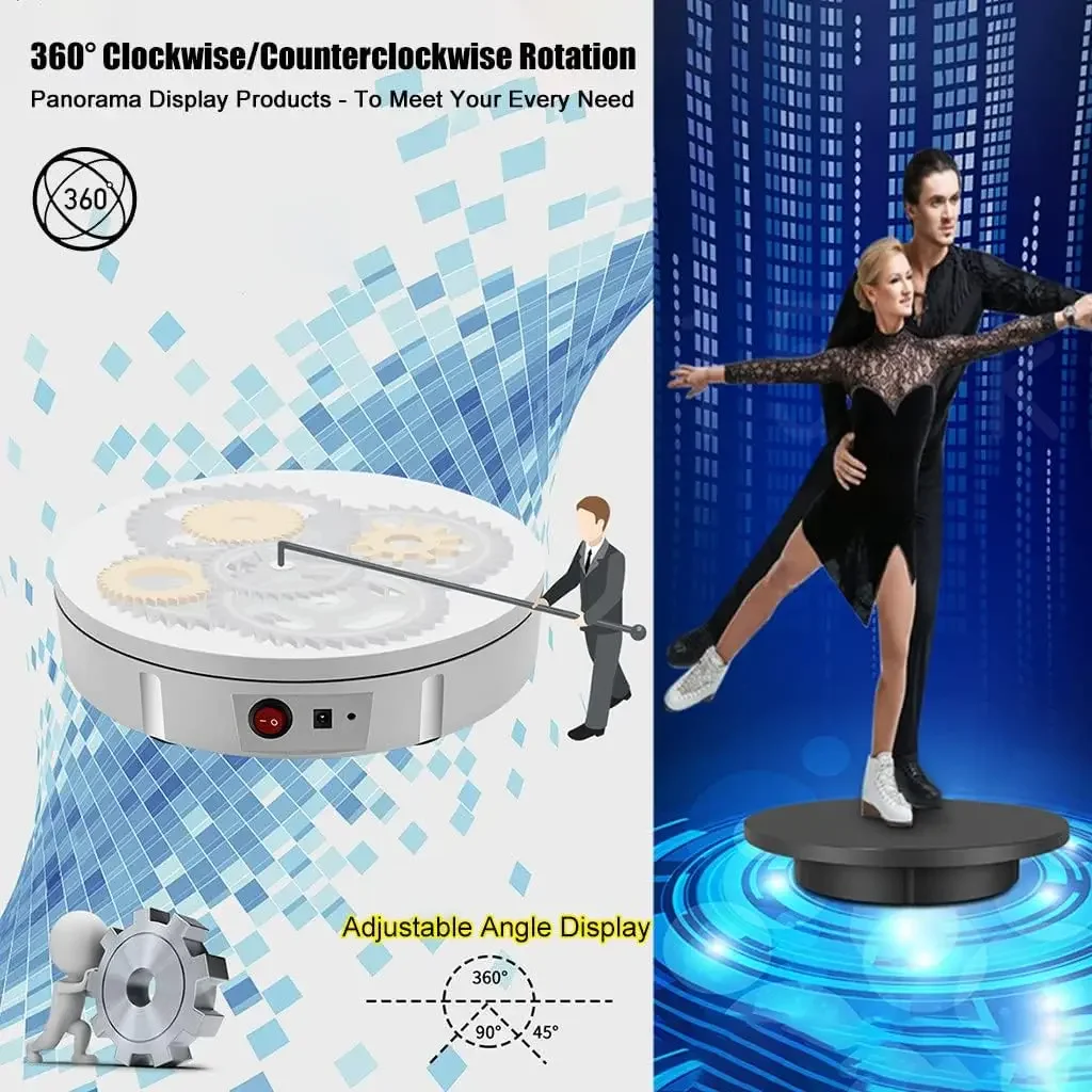 22CM Motorized Rotating Display Stand 360° Electric Turntable, Load for Display Heavy Duty Product,Black image 6