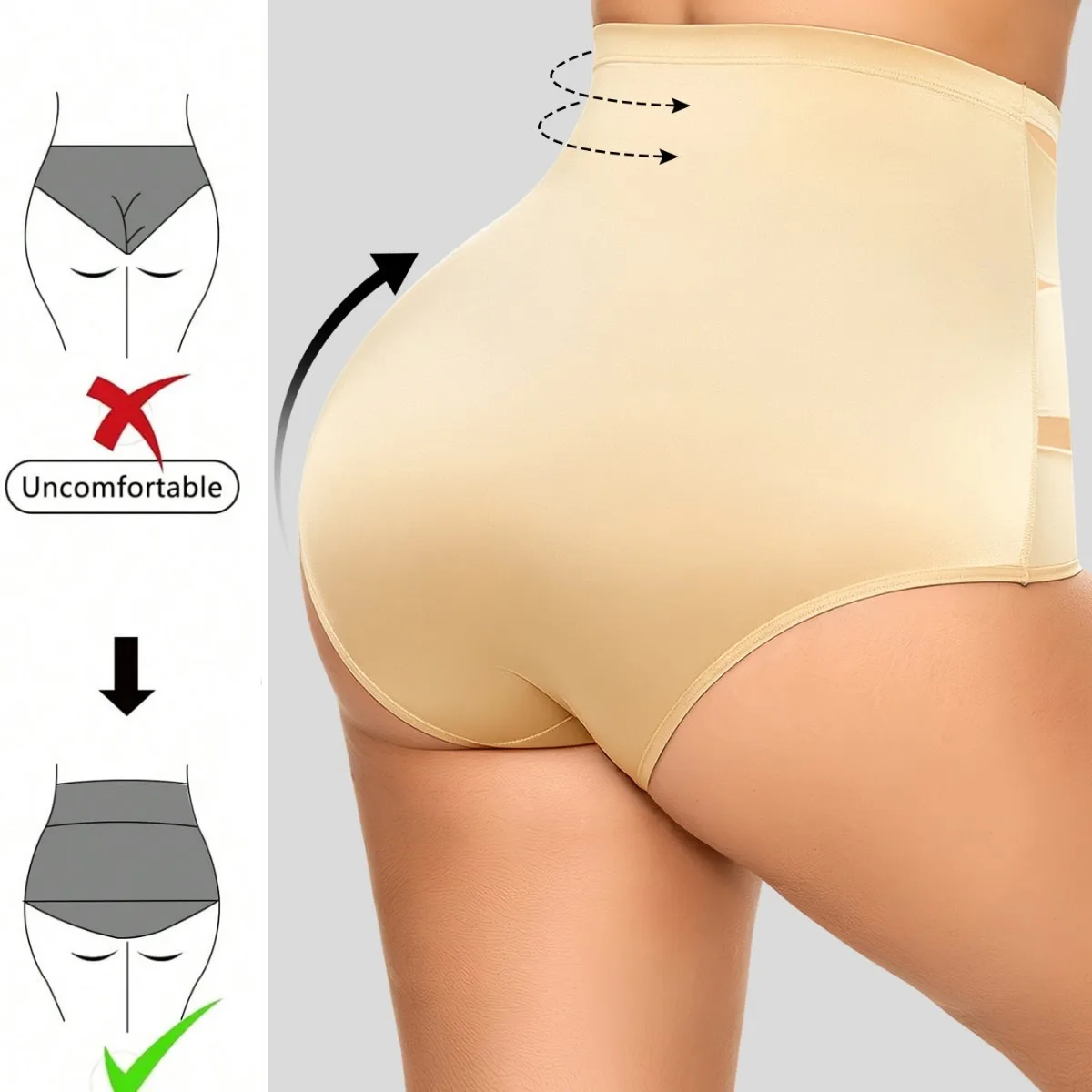 1pcs High Waist Mesh Tummy Control Shapewear, Butt Lifting Shaping Underwear for Women image 3