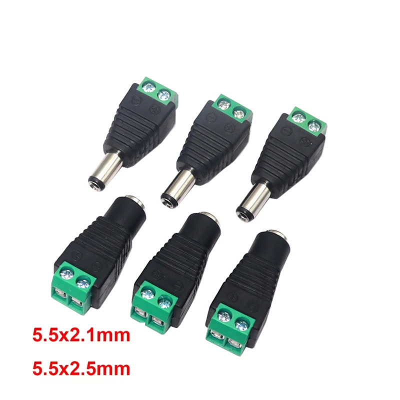 【10-2PCS】Male Female Connectors 5.5x2.1/5.5x2.5mm Power Plug Jacks Sockets Adapter Connector for CCTV Camera LED Light Strip