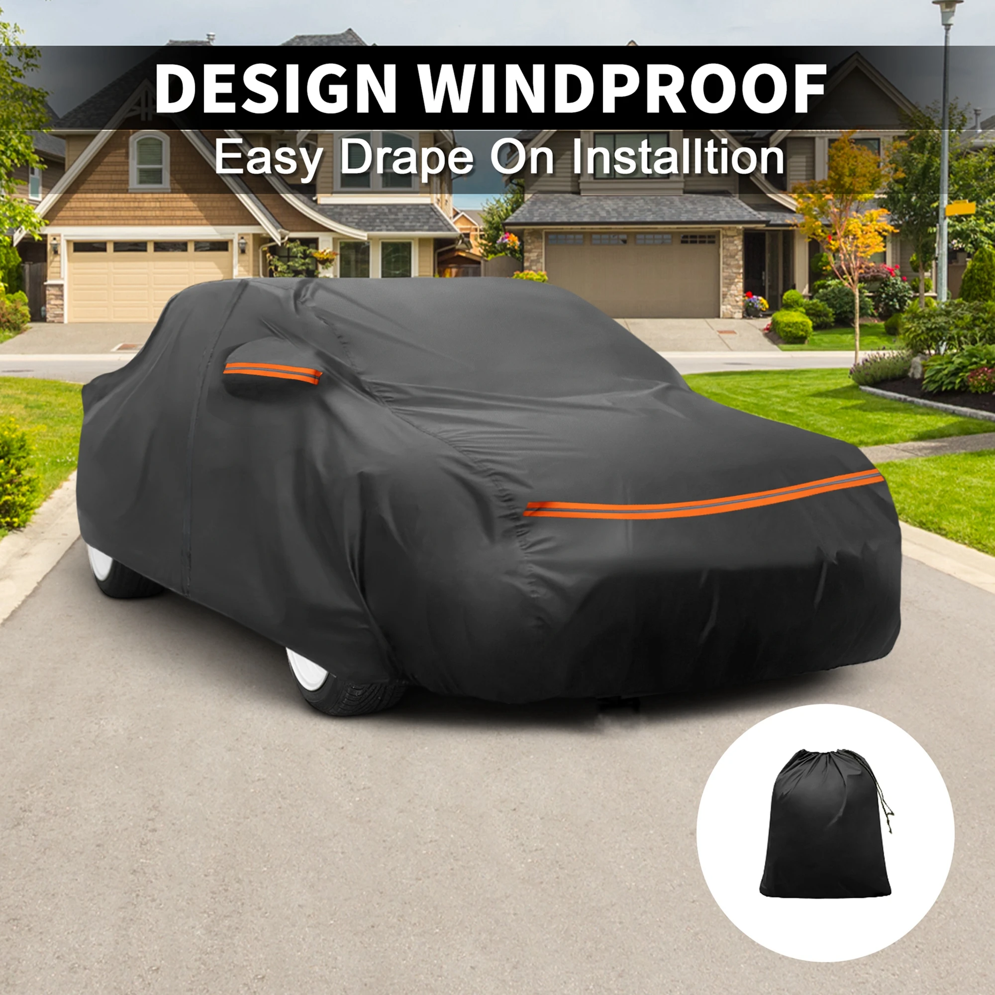 X Autohaux Car Cover Waterproof All Weather Outdoor Anti-UV Sun Protection Full Cover for Daihatsu Copen Aluminum Film Cotton
