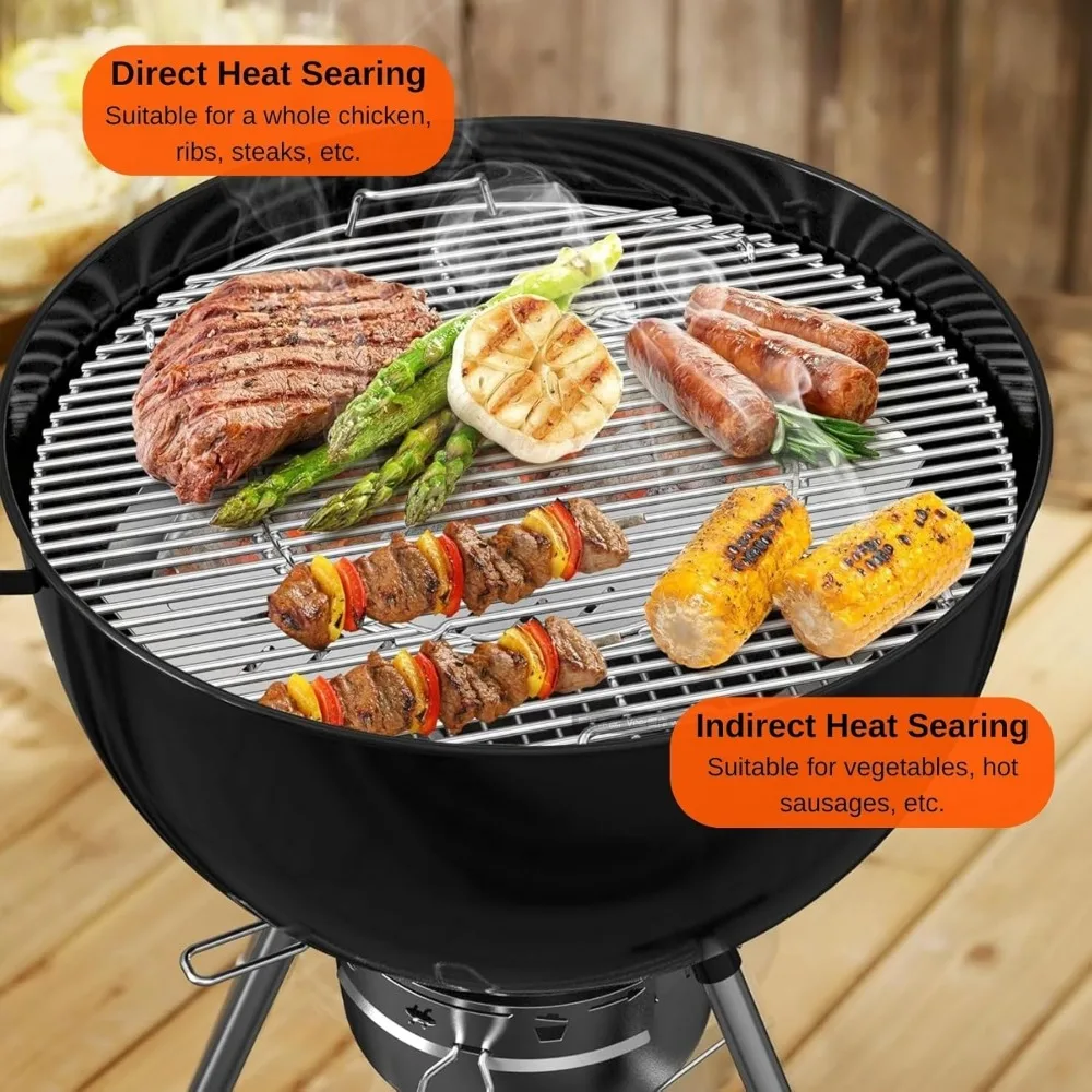 سلة شواية فحم من الفولاذ المقاوم للصدأ مع وعاء مياه لشوايات غلاية ويبر مقاس 22/26 بوصة