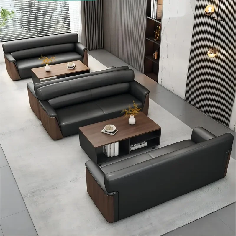 Office office sofa simple modern business reception sofa coffee table set three-person manager room meeting sofa