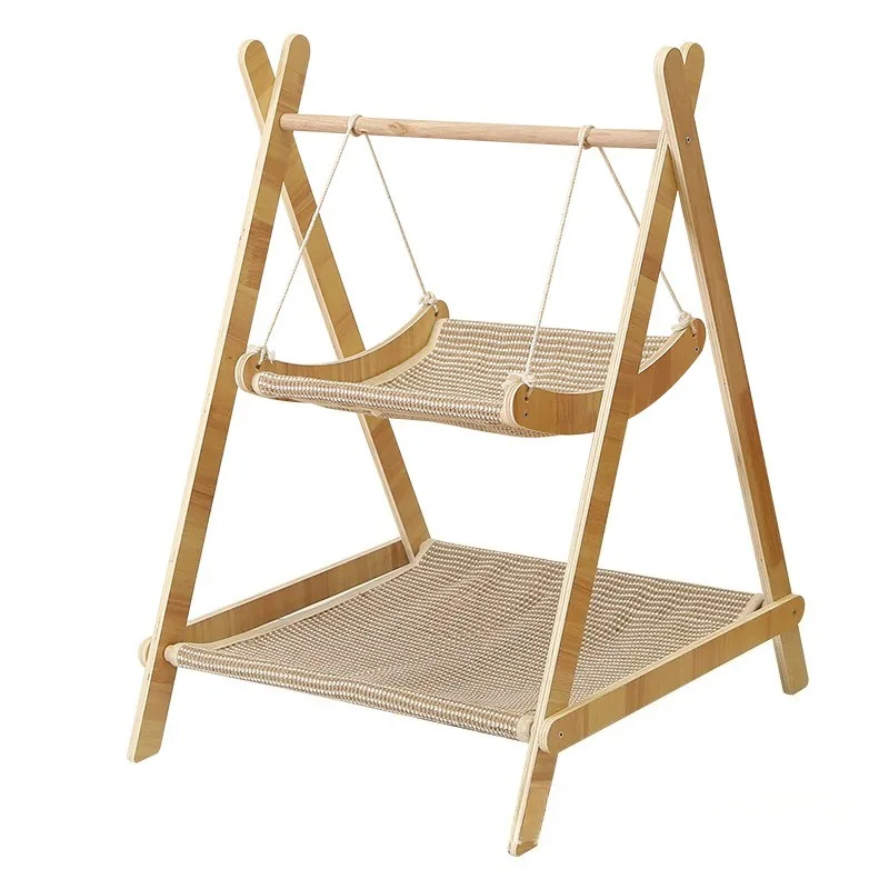 Double solid wood pet hammock cat dog leisure shaker pet