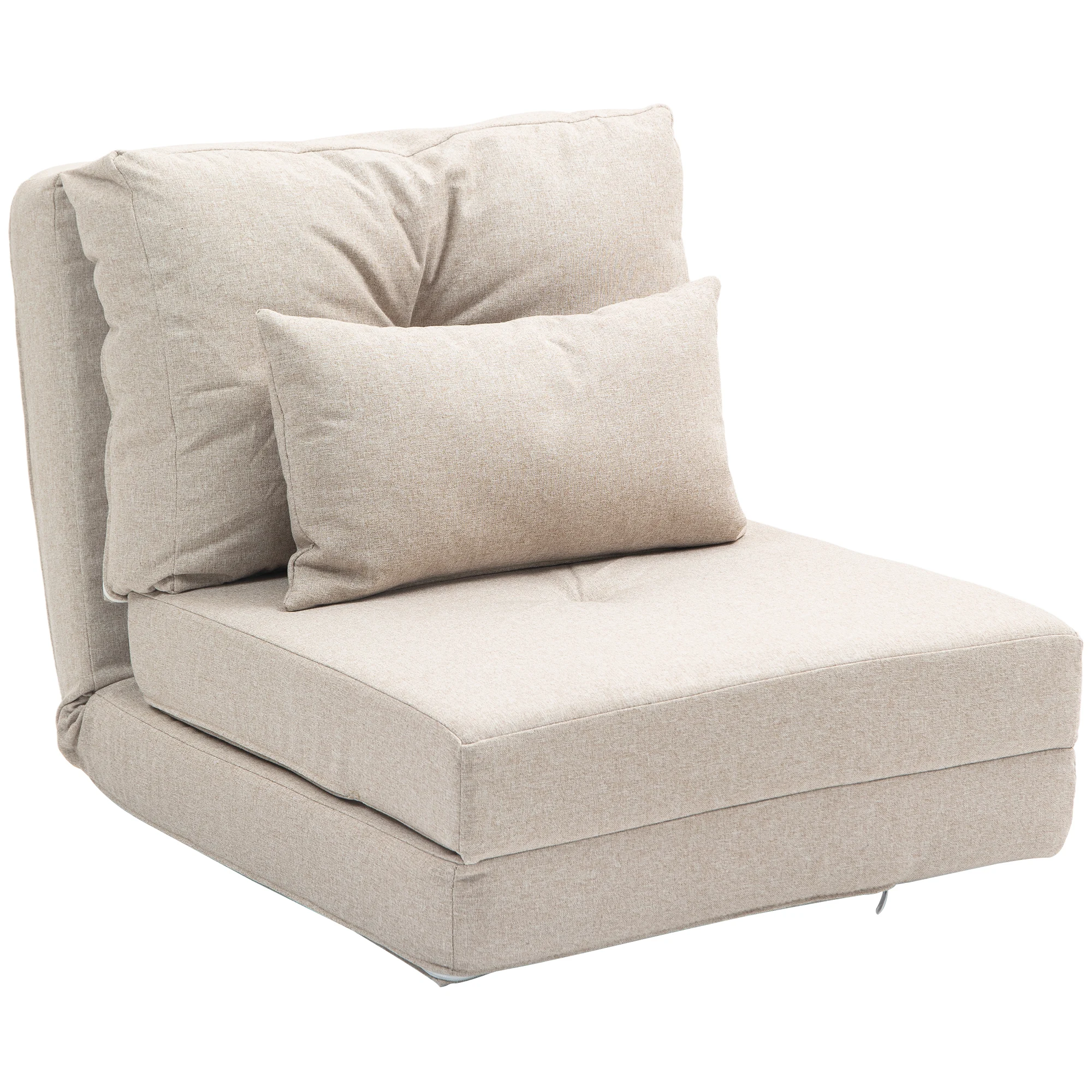 HOMCOM Sofá Cama Individual Plegable Tapizado en Lino Respaldo Ajustable