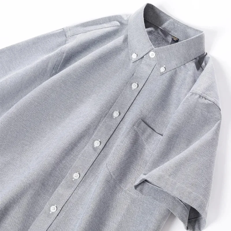 New Summer Pure Cotton Short-sleeved Shirt Men's Striped Casual Breathable Loose Oxford Shirt Men's Trendy Clothes 4XL-5XL