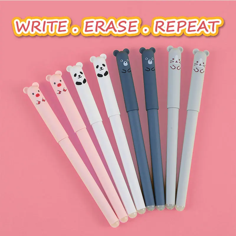 

200Pcs Kawaii Erasable Gel Pens 0.35mm Waterproof Blue/Black Gel Ink Stationery School Supplies For Office Student