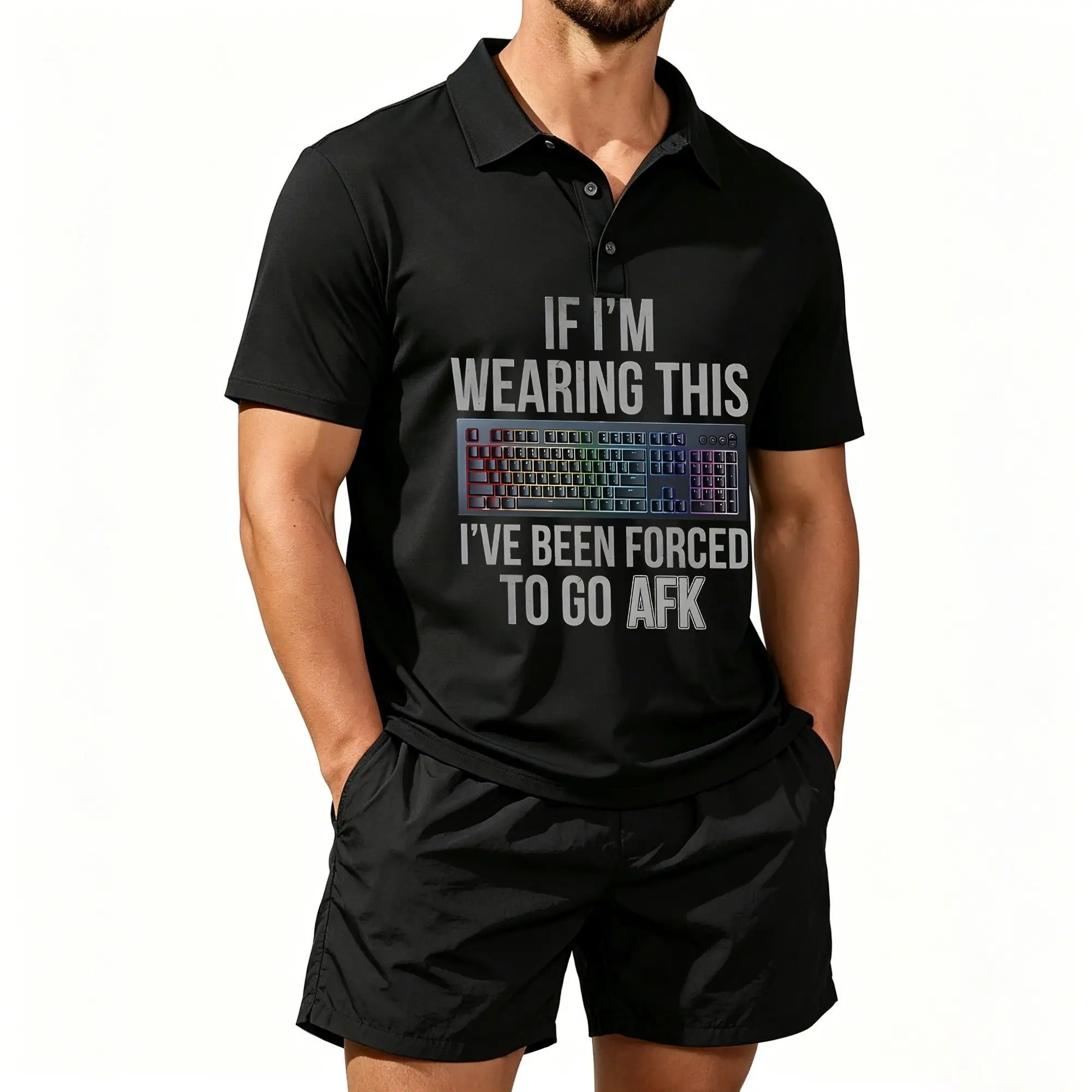 Mens Polo Shirt and Beach Shorts Set