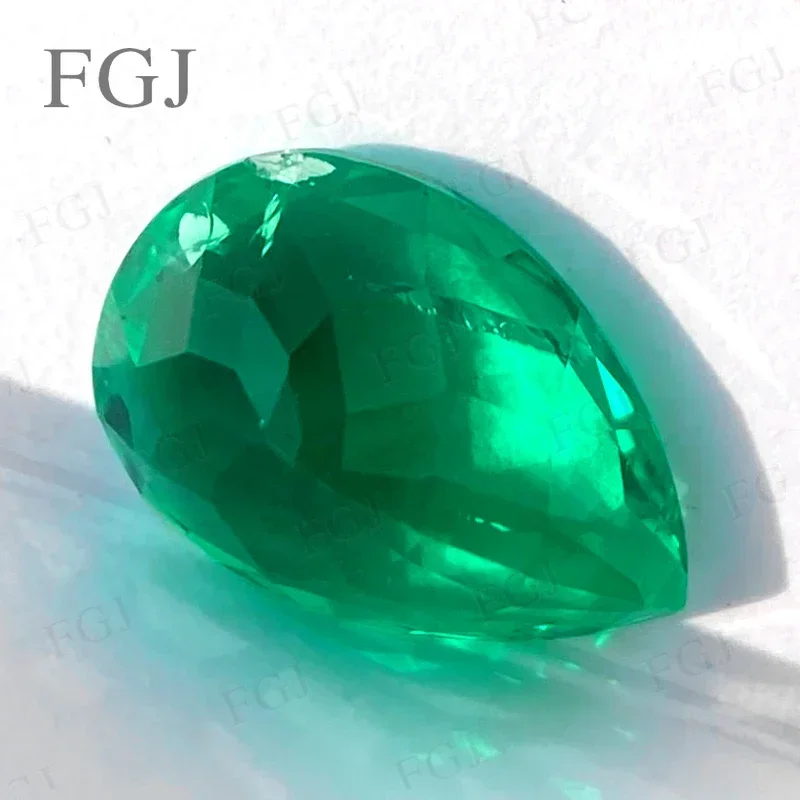 

New Promotion Pear Cut Green Lab Grown Colombian Emerald Hydrothermal Gemstone VVS1 Fine Jewelry Material With AGL Certificate