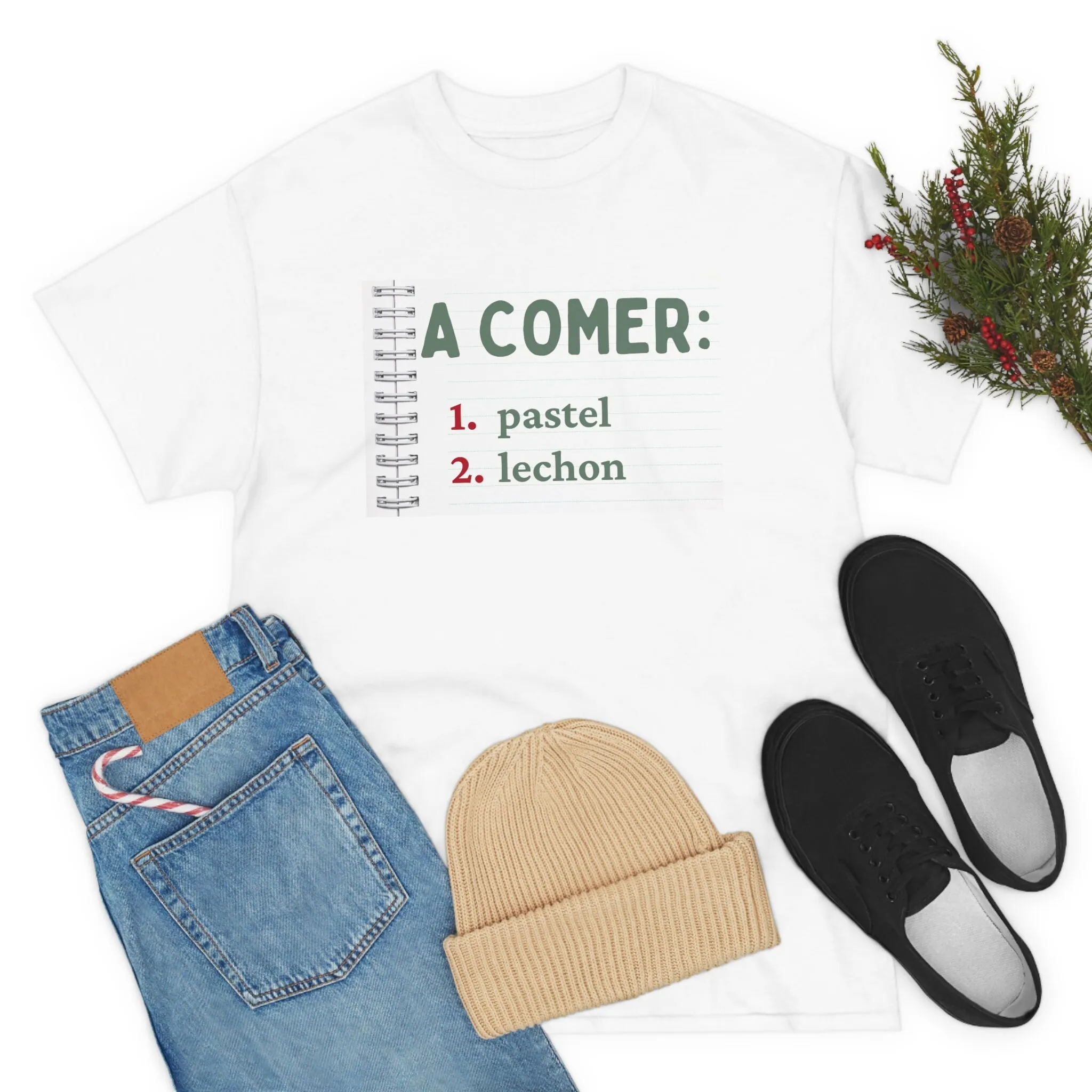 A Comer Pastel A Comer Lechon Boricua Christmas T Shirt Navidad En Familia 2022 Puerto Rico